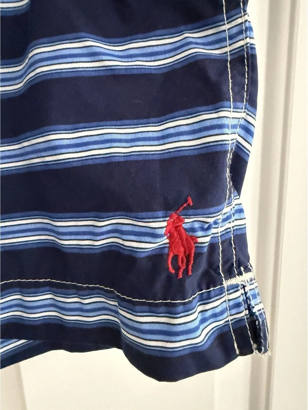 Polo Ralph Lauren Swim Trunks SZ 32 Blue Stripe Board Shorts